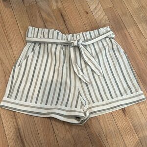 BCBGeneration Cream Shorts with olive and tan stripes size medium